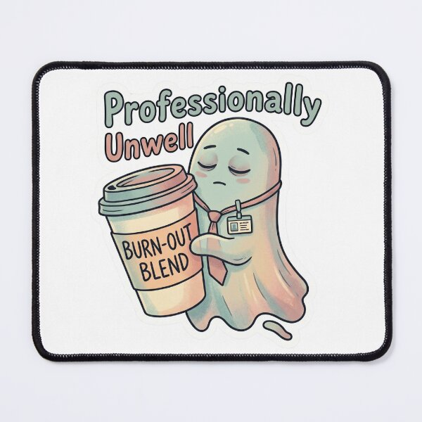 Item preview, Professionally Unwell Ghost Sticker – Funny Burnout Office Meme designed and sold by designerr23 ⭐⭐⭐⭐⭐.