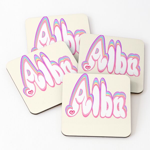 Item preview, Alba Name Pastel Cute Layered Retro Bubble Letters designed and sold by Artonmytee.