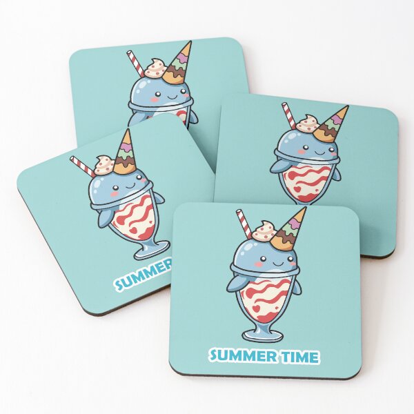 Item preview, kawaii blue whale sundae ice cream with sprinkle cone designed and sold by Mochii-studio.