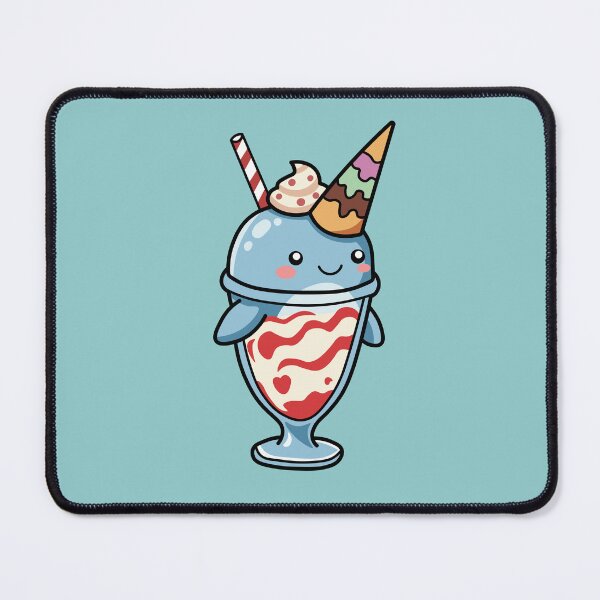 Item preview, kawaii blue whale sundae ice cream with sprinkle cone designed and sold by Mochii-studio.