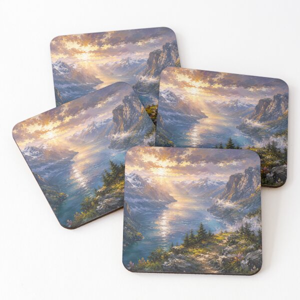 Item preview, Sunlit Mountain Fjord Vista designed and sold by SaryaSmyth19.