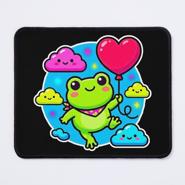 Item preview, Heart Balloon Frog – Cute Floating Sky Cartoon Aesthetic Neon designed and sold by ArtsyExplorer.