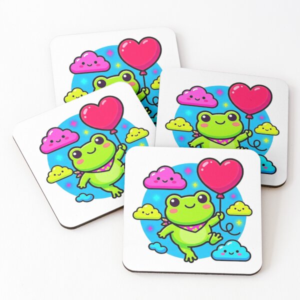 Item preview, Heart Balloon Frog – Cute Floating Sky Cartoon Aesthetic Neon designed and sold by ArtsyExplorer.