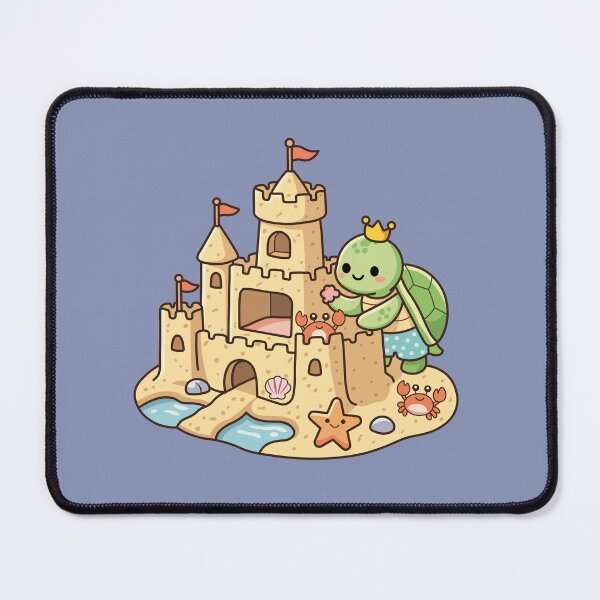 Item preview, cute sea turtle building a sandcastle with starfish and crab designed and sold by Mochii-studio.