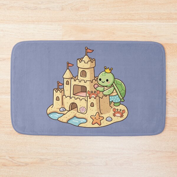 Item preview, cute sea turtle building a sandcastle with starfish and crab designed and sold by Mochii-studio.