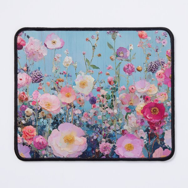 Item preview, Lush Flower Garden Art, Colorful Pink Blue Floral Mixed Print designed and sold by daila70.