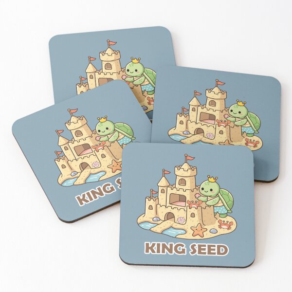 Item preview, cute sea turtle building a sandcastle with starfish and crab designed and sold by Mochii-studio.