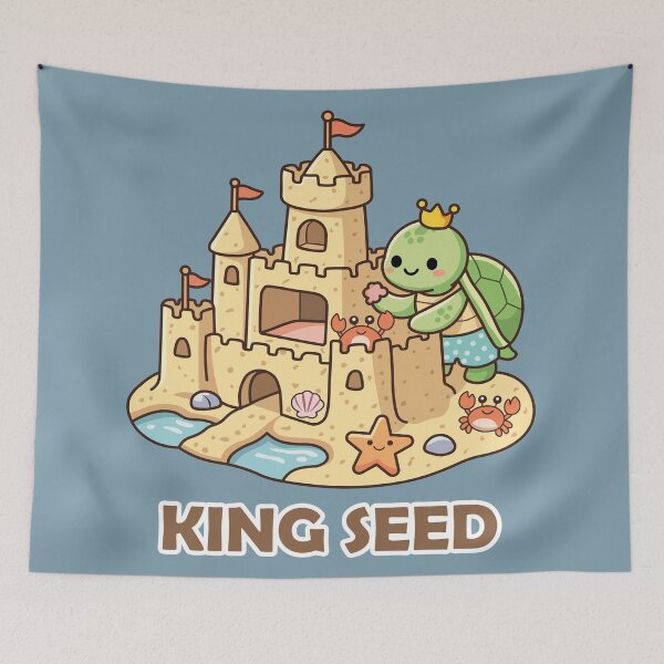 Item preview, cute sea turtle building a sandcastle with starfish and crab designed and sold by Mochii-studio.