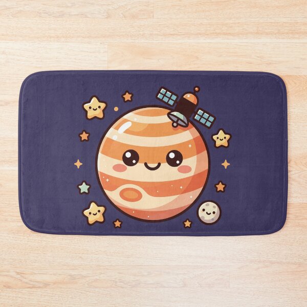 Item preview, happy kawaii jupiter planet with satellite and stars in space designed and sold by Mochii-studio.