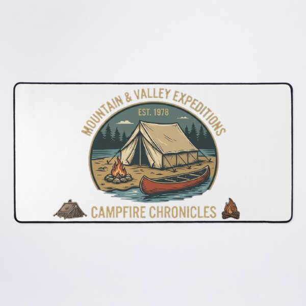 Item preview, Vintage Campfire Chronicles Tent and Canoe Mountain Badge designed and sold by Venloomzy.