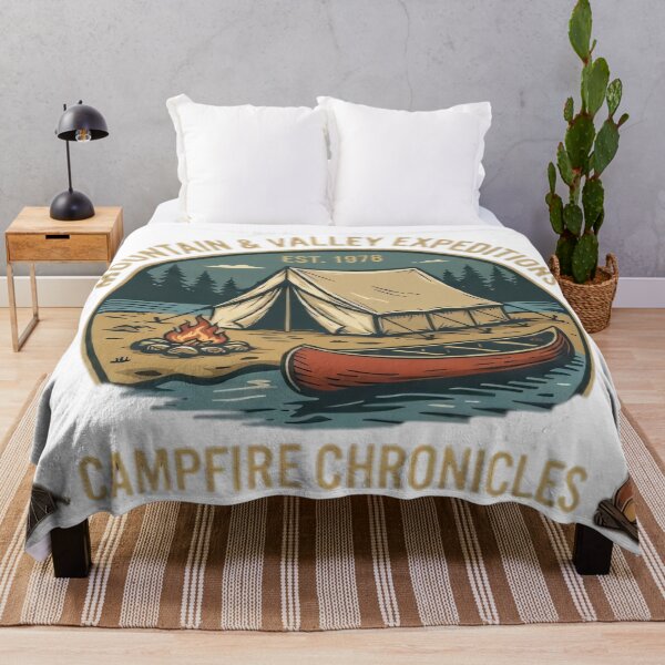 Item preview, Vintage Campfire Chronicles Tent and Canoe Mountain Badge designed and sold by Venloomzy.