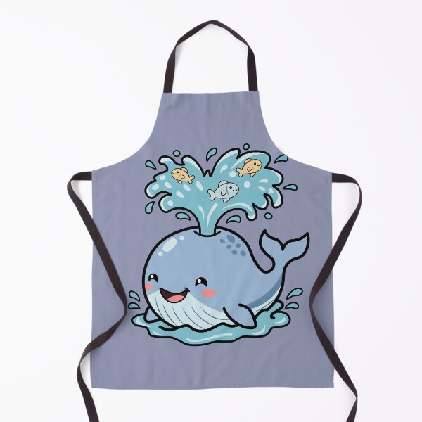 Item preview, cute kawaii blue whale spouting water with tiny fishes designed and sold by Mochii-studio.