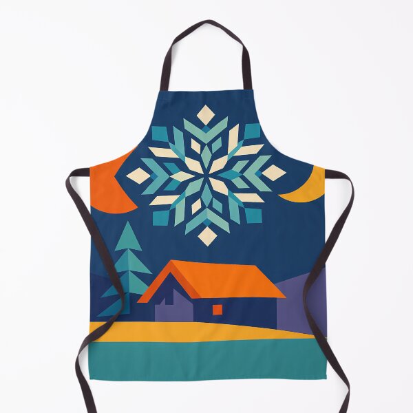 Item preview, Geometric Snowflake Over Winter Cabin designed and sold by InkSmithery.
