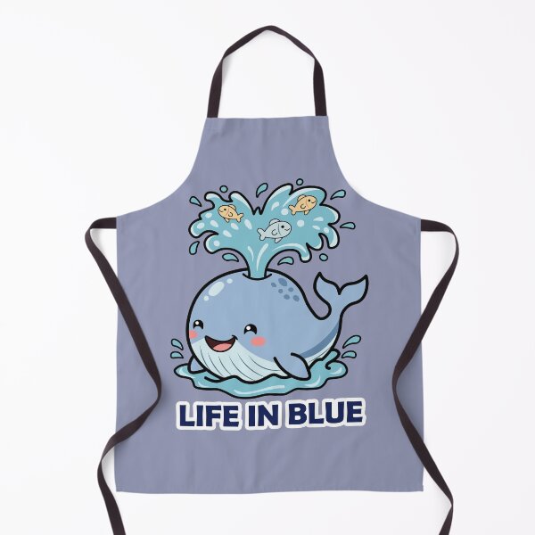 Item preview, cute kawaii blue whale spouting water with tiny fishes designed and sold by Mochii-studio.