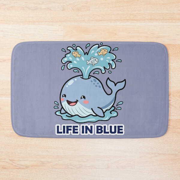 Item preview, cute kawaii blue whale spouting water with tiny fishes designed and sold by Mochii-studio.