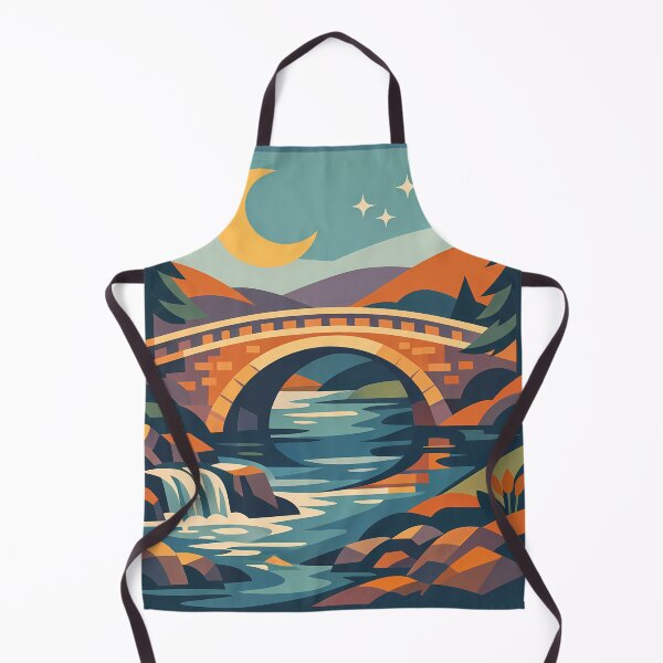 Item preview, Moonlit Bridge Over a Geometric Forest River designed and sold by InkSmithery.