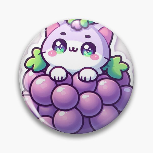 Item preview, Kawaii Grape Cat Sticker | Cute Fruit Animal Sticker designed and sold by PastelPawsArt.