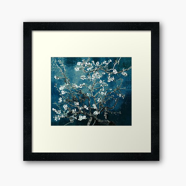 Aperçu de l'œuvre Van Gogh Fleurs d'amandier Sarcelle foncée créée et vendue par PureVintageLove.