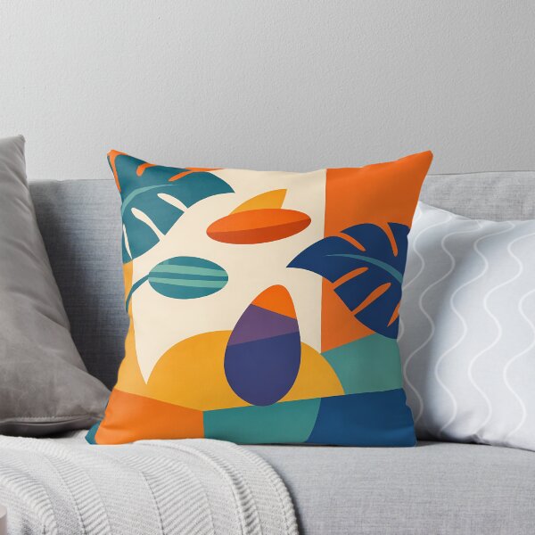 Item preview, Abstract Monstera Leaves in Orange and Teal designed and sold by InkSmithery.