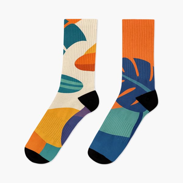 Item preview, Abstract Monstera Leaves in Orange and Teal designed and sold by InkSmithery.