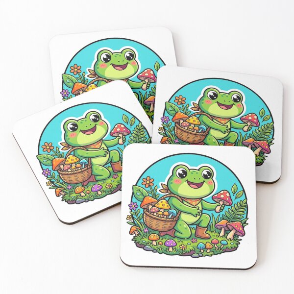 Item preview, Mushroom Gathering Frog – Cozy Forest Cartoon Adventure Art designed and sold by ArtsyExplorer.
