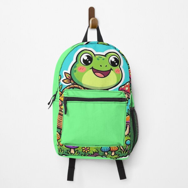 Item preview, Mushroom Gathering Frog – Cozy Forest Cartoon Adventure Art designed and sold by ArtsyExplorer.
