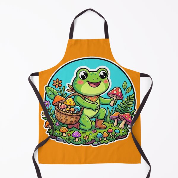 Item preview, Mushroom Gathering Frog – Cozy Forest Cartoon Adventure Art designed and sold by ArtsyExplorer.