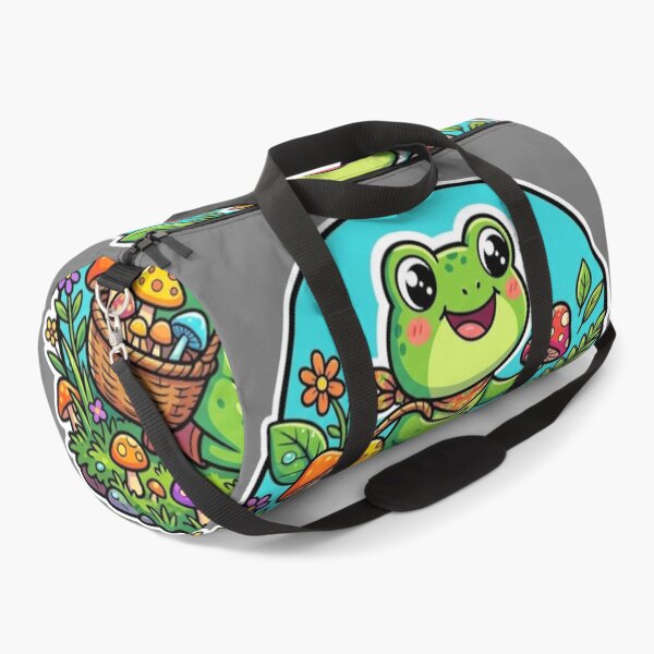 Item preview, Mushroom Gathering Frog – Cozy Forest Cartoon Adventure Art designed and sold by ArtsyExplorer.