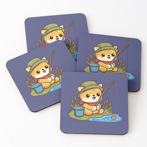 Item preview, kawaii shiba inu dog fishing by the lake with hat designed and sold by Mochii-studio.