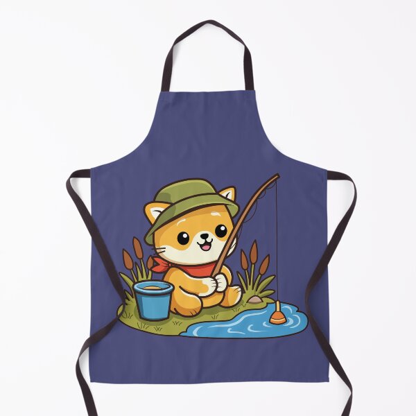 Item preview, kawaii shiba inu dog fishing by the lake with hat designed and sold by Mochii-studio.
