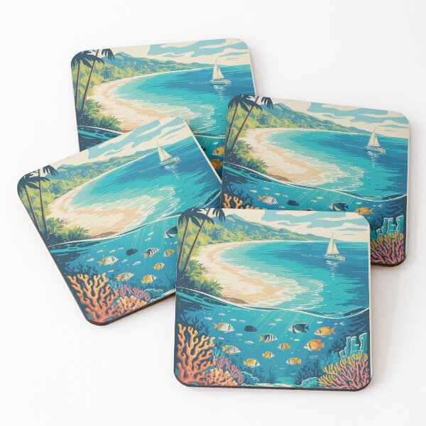 Item preview, Great Barrier Reef Australia Vintage Travel Poster designed and sold by pod24.
