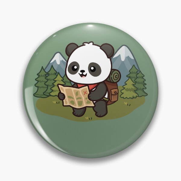 Item preview, cute panda bear hiking with map and backpack in the forest designed and sold by Mochii-studio.