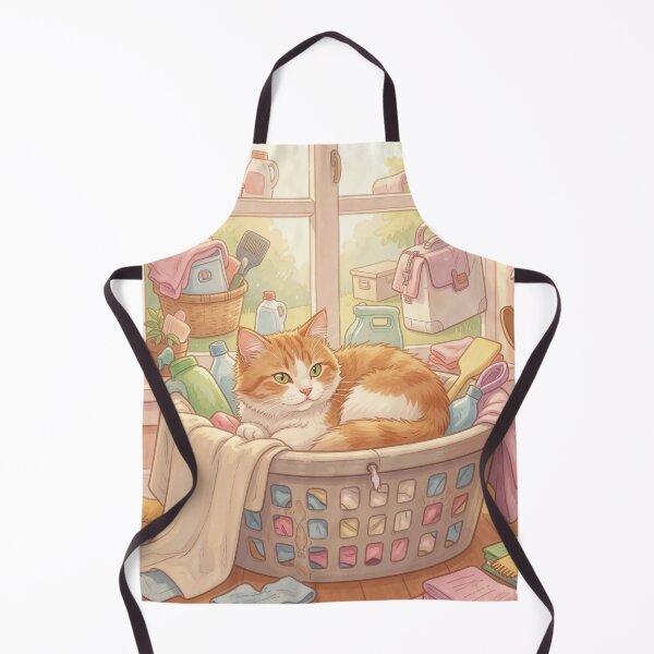 Item preview, Cute Cat in Laundry Basket Cozy Pastel Aesthetic Art designed and sold by SoftAuraStudi0.