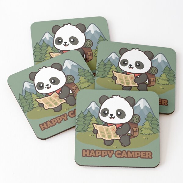 Item preview, cute panda bear hiking with map and backpack in the forest designed and sold by Mochii-studio.