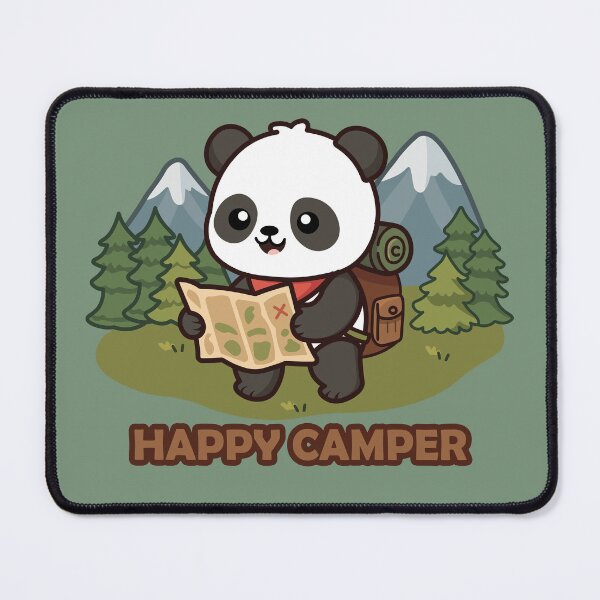 Item preview, cute panda bear hiking with map and backpack in the forest designed and sold by Mochii-studio.