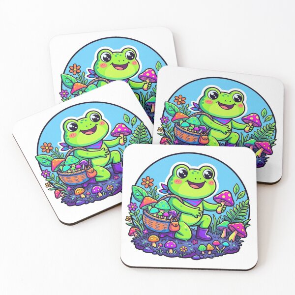 Item preview, Mushroom Gathering Frog – Cozy Forest Cartoon Adventure Neon Art  designed and sold by ArtsyExplorer.