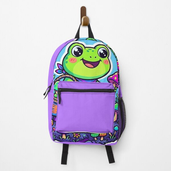 Item preview, Mushroom Gathering Frog – Cozy Forest Cartoon Adventure Neon Art designed and sold by ArtsyExplorer.