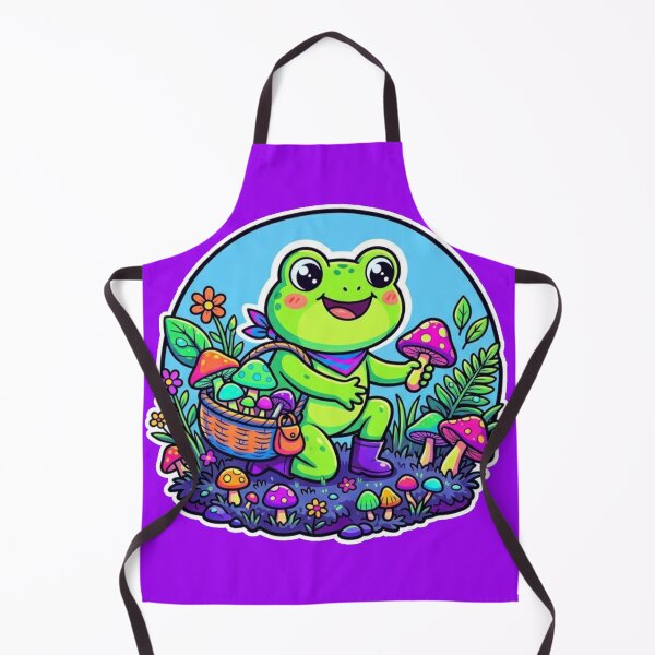 Item preview, Mushroom Gathering Frog – Cozy Forest Cartoon Adventure Neon Art designed and sold by ArtsyExplorer.