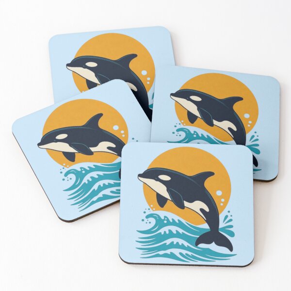 Item preview, Dolphin Jumping Waves – Vibrant Ocean Sunset Design designed and sold by Dogandesighn.