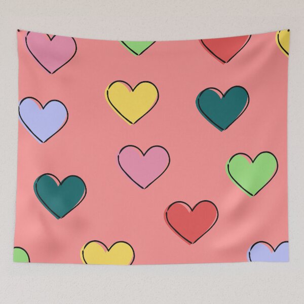 Item preview, Colorful Cute Red Yellow Pink Green Blue Hearts Aesthetic Pattern designed and sold by LibertyHub.