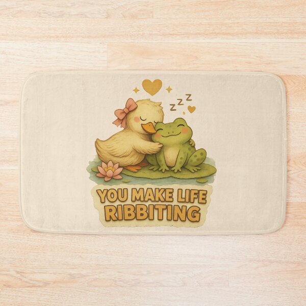 Item preview, You Make Life Ribbiting Sticker | Cute Duck and Frog Design | Wholesome Cottagecore Animal Art designed and sold by The Sandy Design Store.