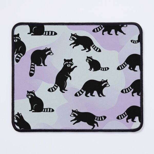 Item preview, Raccoon Pattern Purple and Mint Tiled Surface Print designed and sold by Owcomm.