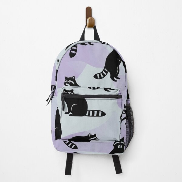 Item preview, Raccoon Pattern Purple and Mint Tiled Surface Print designed and sold by Owcomm.
