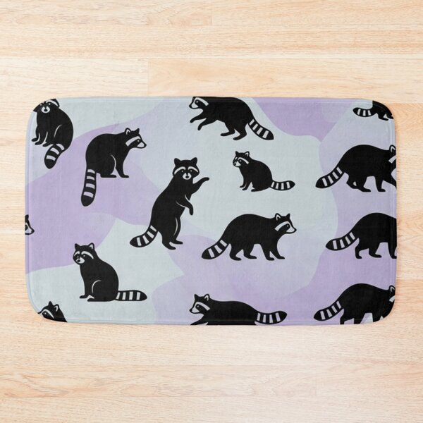 Item preview, Raccoon Pattern Purple and Mint Tiled Surface Print designed and sold by Owcomm.