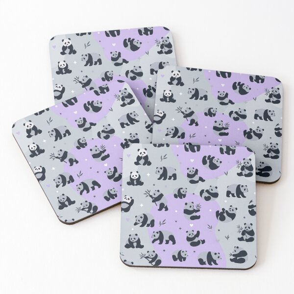 Item preview, Cute Panda Pattern Purple and Gray Seamless Print designed and sold by Owcomm.