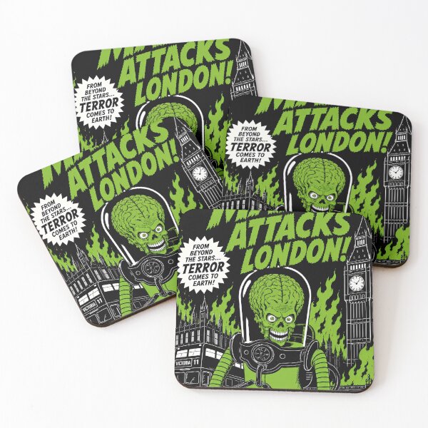 Item preview, MARS ATTACKS LONDON NEON GREEN COMIC PRINT designed and sold by Campbell0395.