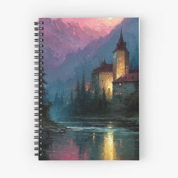 Item preview, Enchanted Castle Twilight Mountain Lake Artwork  designed and sold by NivyasArtistry.
