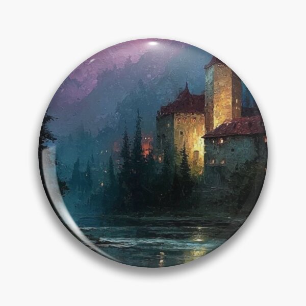 Item preview, Enchanted Castle Twilight Mountain Lake Artwork  designed and sold by NivyasArtistry.