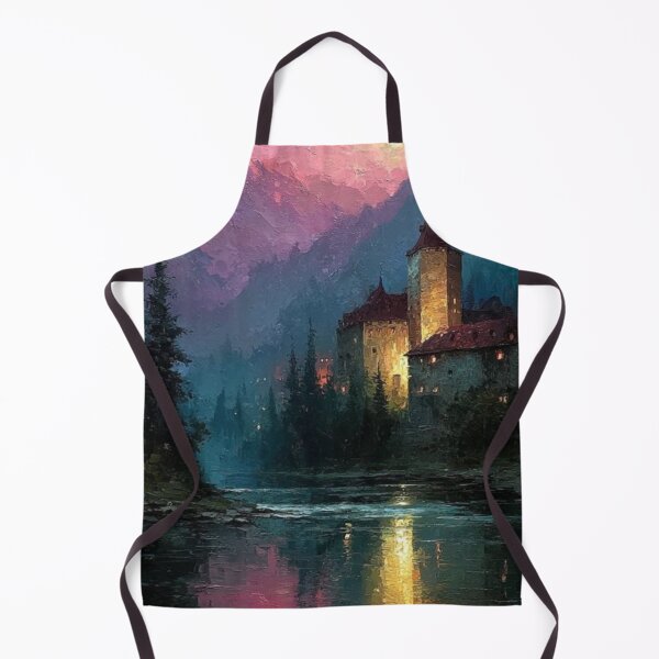 Item preview, Enchanted Castle Twilight Mountain Lake Artwork designed and sold by NivyasArtistry.