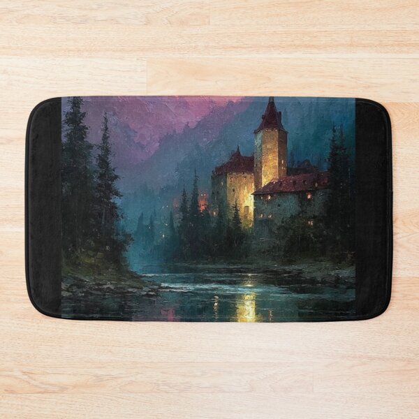 Item preview, Enchanted Castle Twilight Mountain Lake Artwork  designed and sold by NivyasArtistry.
